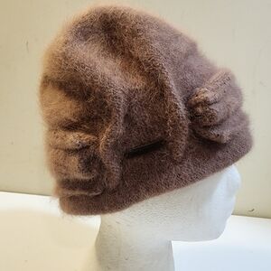 SEEBERGER Stylish Brown Fuzzy Angora Winter Hat OS